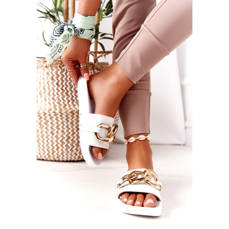 PS1 Tongs en caoutchouc One Moment avec chaîne blanc 4