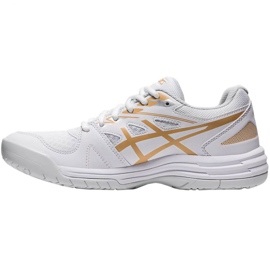 Asics Upcourt 4 W 1072A055 103 chaussures de volley-ball or blanc blanche 2
