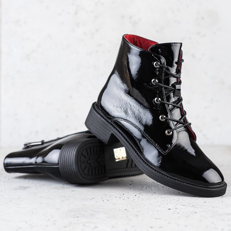 ARTIKER Bottines en cuir à lacets élégantes le noir 1