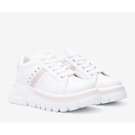 Sneakers blanches avec détails beiges sur une semelle haute Alasana 1