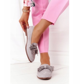 EVE Mocassins En Daim Gris À Franges Alicante 21PB35-3530 4