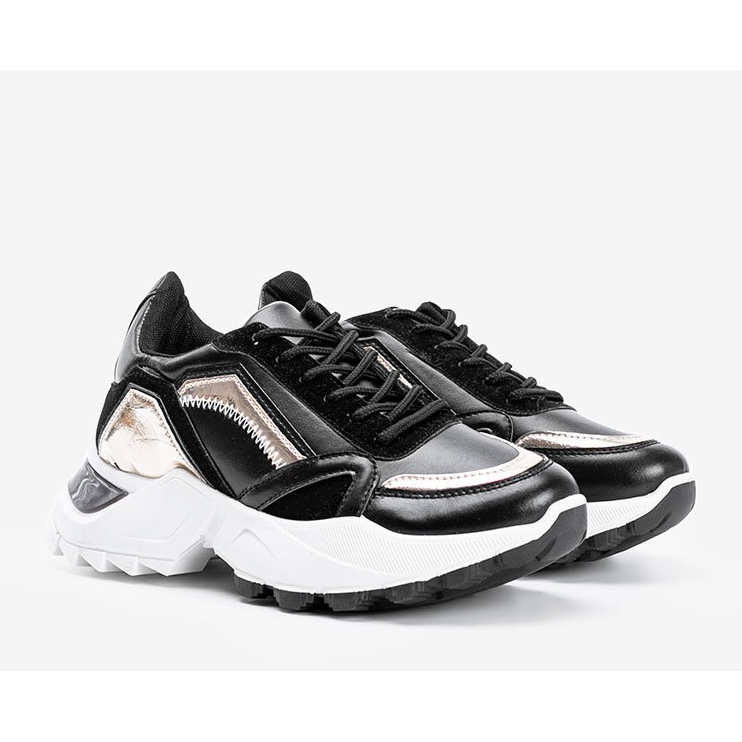 Baskets noires à empiècements métalliques Gordani le noir 1 Baskets noires à empiècements métalliques Gordani le noir 1