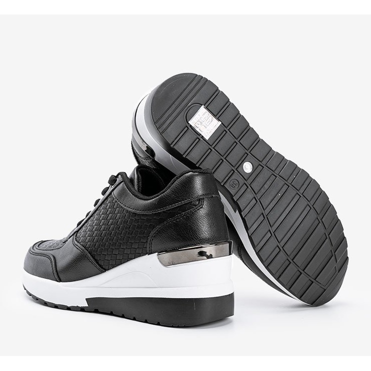 Baskets compensées noires à motif Dianne tressé le noir 1