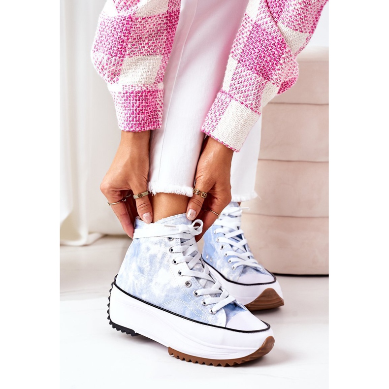 FJ1 Baskets bleues sur la plate-forme avec effet d'amour électrique Tie-Dye blanc 1