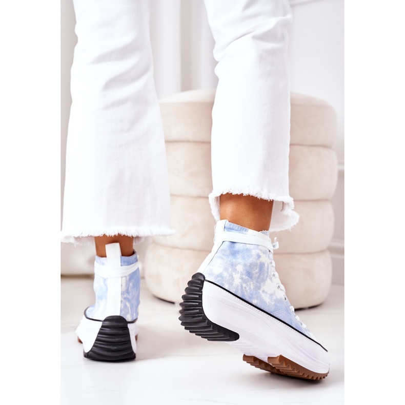 FJ1 Baskets bleues sur la plate-forme avec effet d'amour électrique Tie-Dye blanche 2