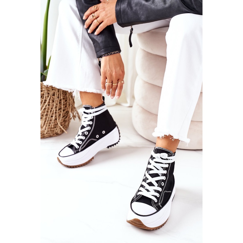 FJ1 Baskets hautes sur la plate-forme Electric Love Black blanche le noir 2