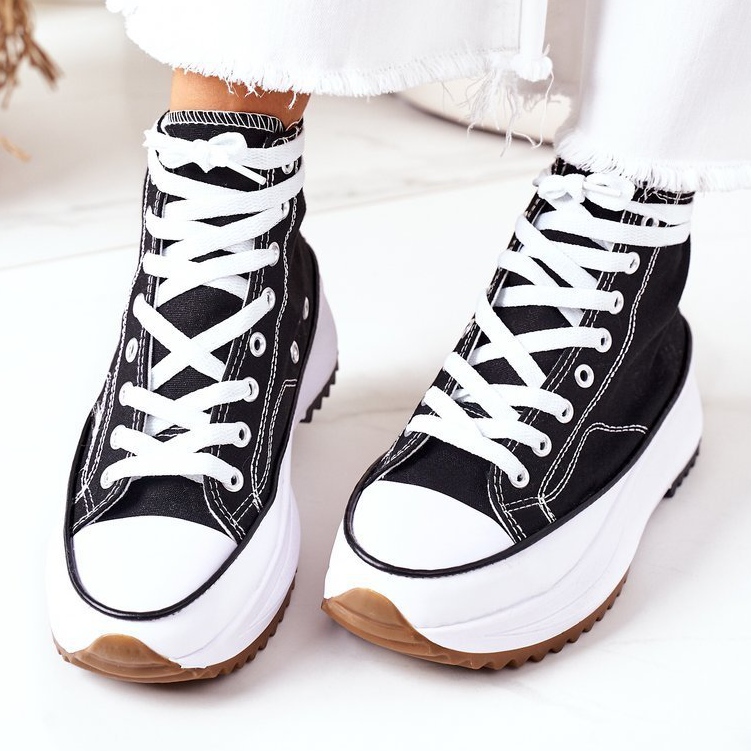 FJ1 Baskets hautes sur la plate-forme Electric Love Black blanc noir 1