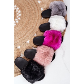 FJ1 Chaussons En Caoutchouc Avec Fourrure Gris Doux 1