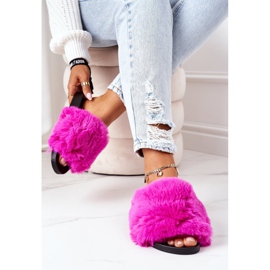 FJ1 Pantoufles En Caoutchouc Avec Fourrure Fuchsia Douce rose 3