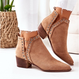 Boots ajourées à découpes, Camel Western brun 4