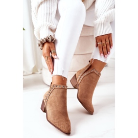 Boots ajourées à découpes, Camel Western brun 2