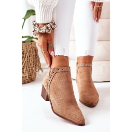 Boots ajourées à découpes, Camel Western brun 3