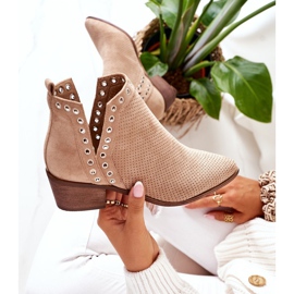 Bottines Ajourées Avec Découpes Beige Western 1
