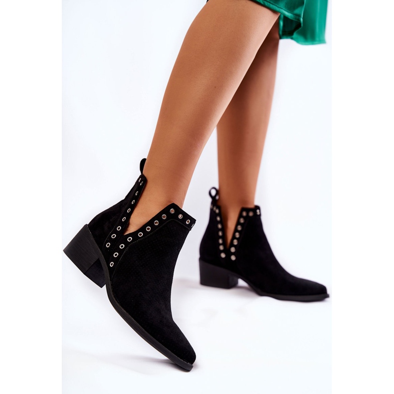PA1 Bottines ajourées noires western noires 1