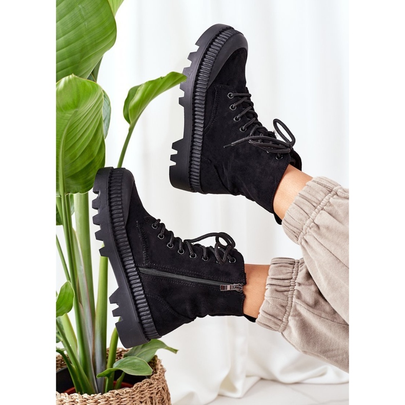 PV1 Travailleurs en daim sur la plate-forme noire me voici le noir 1