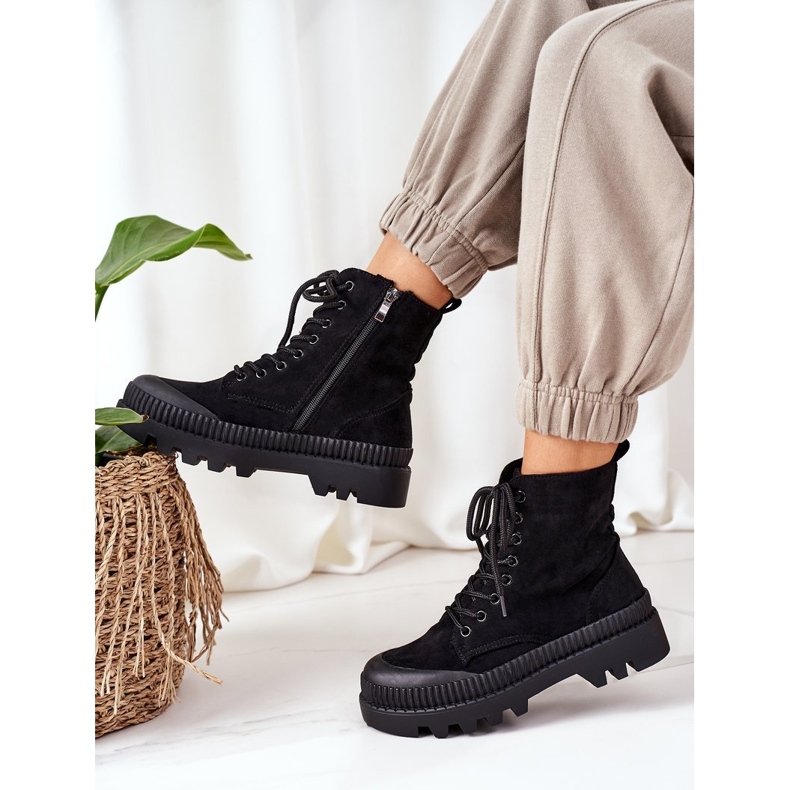 PV1 Travailleurs en daim sur la plate-forme noire me voici le noir 2