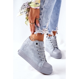 Baskets En Cuir Sur Compensées Big Star II274094 Bleu 2