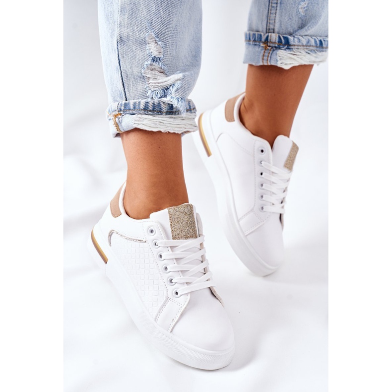 Chaussures de sport Baskets sur la plateforme blanc et beige Lola blanche 1