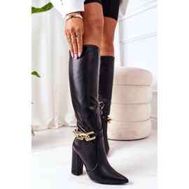 Bottes Chaudes Sur Une Barre Avec Une Chaîne Noir Franti le noir 2