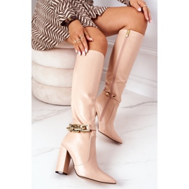 Bottes Chaudes Sur Une Barre Avec Une Chaîne Nue Franti beige 5