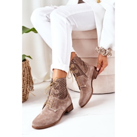 Alberto Violli Bottines En Daim Avec Motif Cappuccino Ajouré Josie brun 4