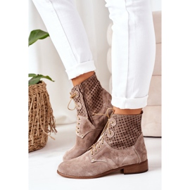 Alberto Violli Bottines En Daim Avec Motif Cappuccino Ajouré Josie brun 3