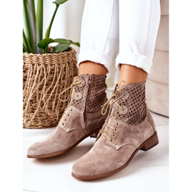Alberto Violli Bottines En Daim Avec Motif Cappuccino Ajouré Josie brun 5