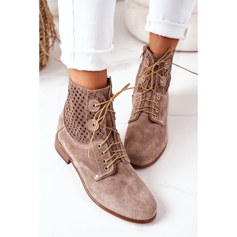 Alberto Violli Bottines En Daim Avec Motif Cappuccino Ajouré Josie brun 1