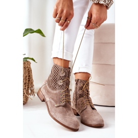 Alberto Violli Bottines En Daim Avec Motif Cappuccino Ajouré Josie brun 6