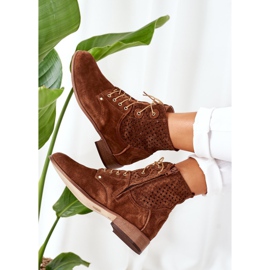 Alberto Violli Bottines En Daim Ajourées Marron Josie brun 1