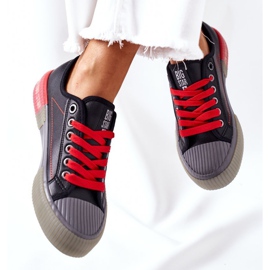 Baskets en cuir pour femmes Big Star II274134 Noir rouge 1