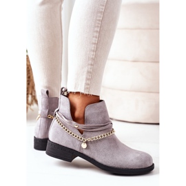 PS1 Bottines en daim avec une chaîne Gris Elvira 1