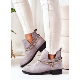 PS1 Bottines en daim avec une chaîne Gris Elvira 3