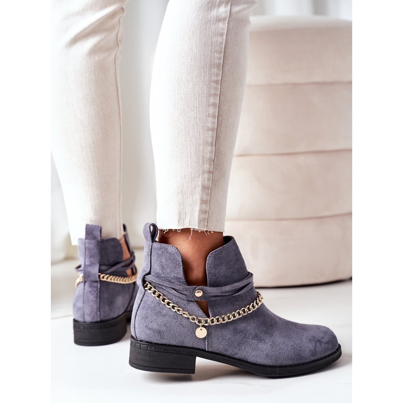 PS1 Bottines en daim avec une chaîne Bleu Elvira 1