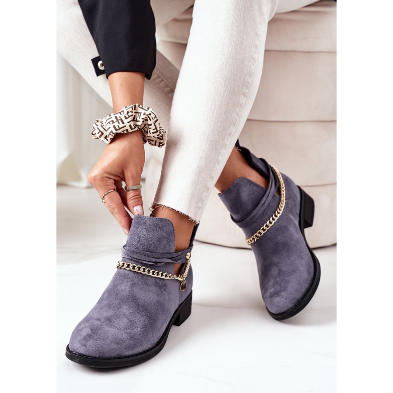 PS1 Bottines en daim avec une chaîne Bleu Elvira 2