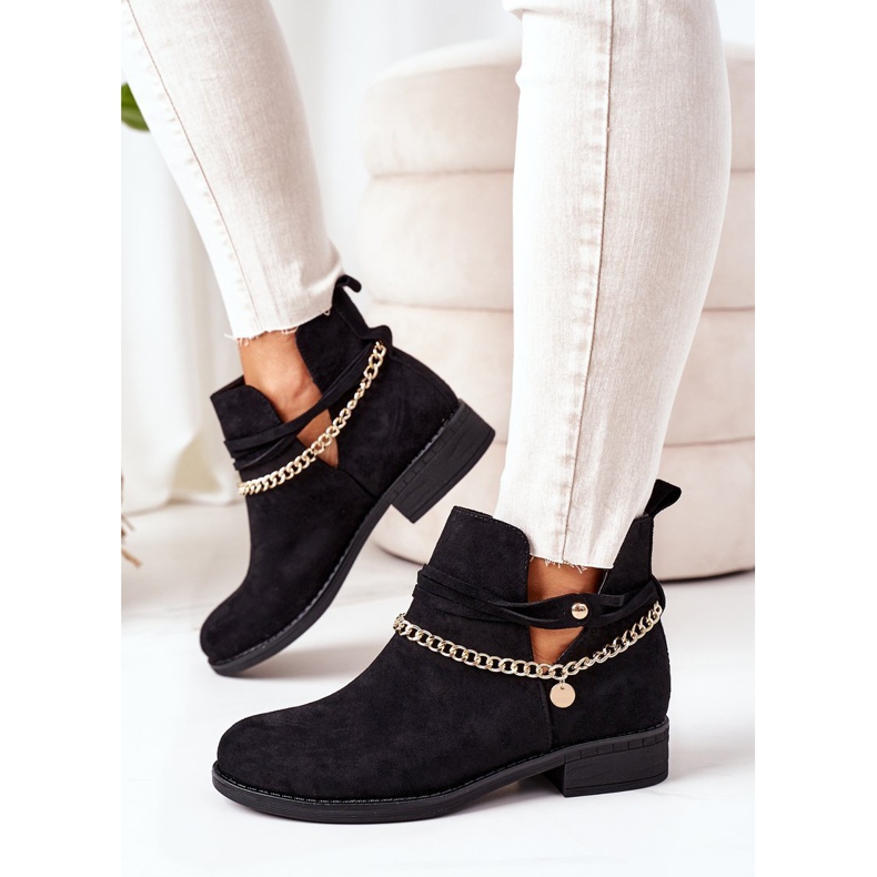 PS1 Bottes en daim noires Elvira avec chaîne le noir 2