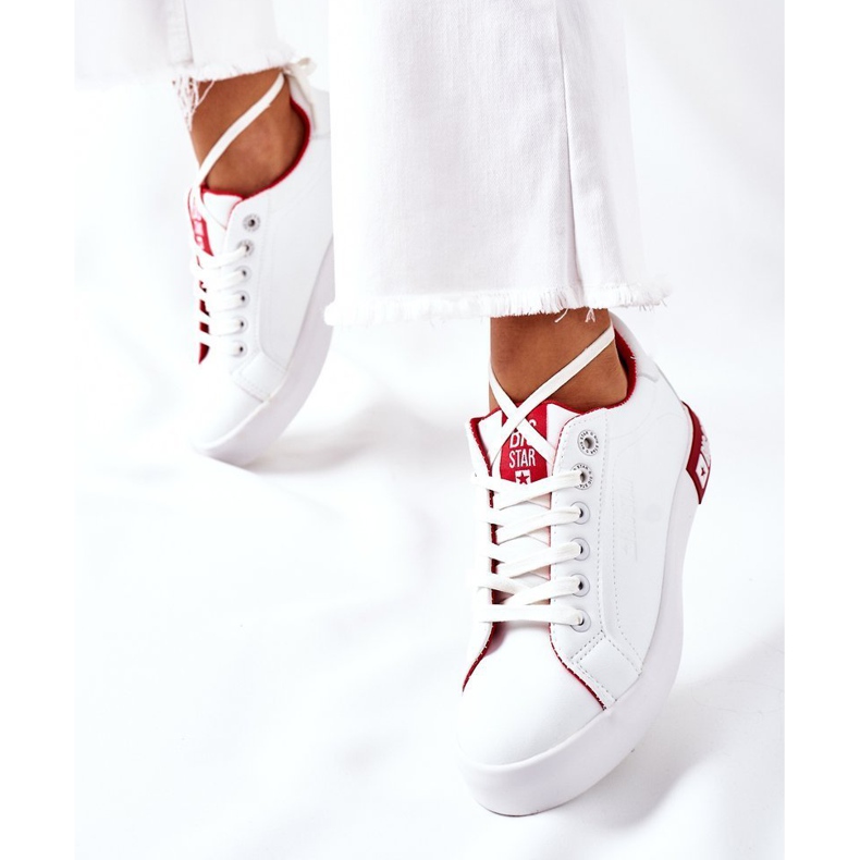 Baskets Cuir Femme Big Star II274032 Blanc-Rouge blanche 2