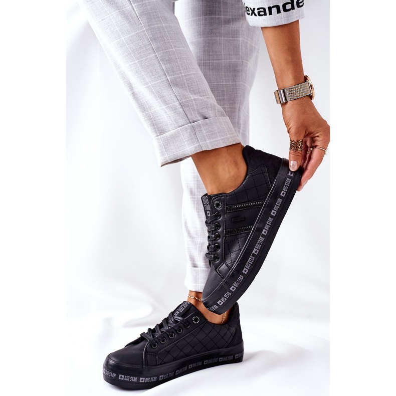 Baskets en cuir sur la plateforme Big Star II274070 noire le noir 1 Baskets en cuir sur la plateforme Big Star II274070 noire le noir 1