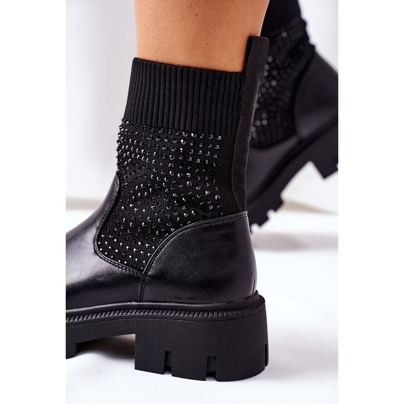 Travailleurs Xoxo noirs en tissu flexible avec zircone cubique le noir 1