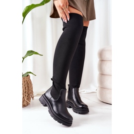 Bottes De Tissu Élastique Black Ice Coffee Au-dessus Du Genou le noir 2 Bottes De Tissu Élastique Black Ice Coffee Au-dessus Du Genou le noir 2