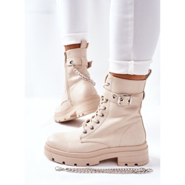 Bottes de travail beiges avec chaîne Midtown 1