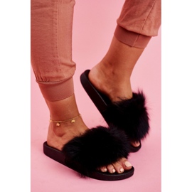 PS1 Chaussons femme avec fourrure Noir Belmondo 1