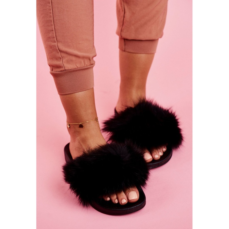 PS1 Chaussons femme avec fourrure Noir Belmondo 2
