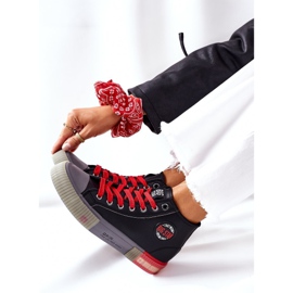 Baskets montantes en cuir Big Star II274139 Noir le noir rouge 1