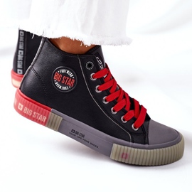 Baskets montantes en cuir Big Star II274139 Noir rouge 2