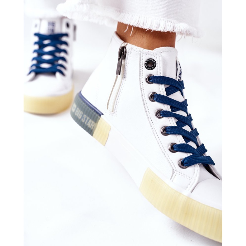 Baskets Hautes En Cuir Big Star II274137 Blanc bleu marine 1