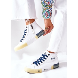 Baskets Hautes En Cuir Big Star II274137 Blanc blanche bleu marin 2