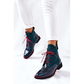 Alberto Violli Bottines En Cuir Motif Crocodile Vert Cheyenne rouge 2