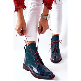 Alberto Violli Bottines En Cuir Motif Crocodile Vert Cheyenne rouge 5
