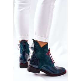 Alberto Violli Bottines En Cuir Motif Crocodile Vert Cheyenne rouge 3